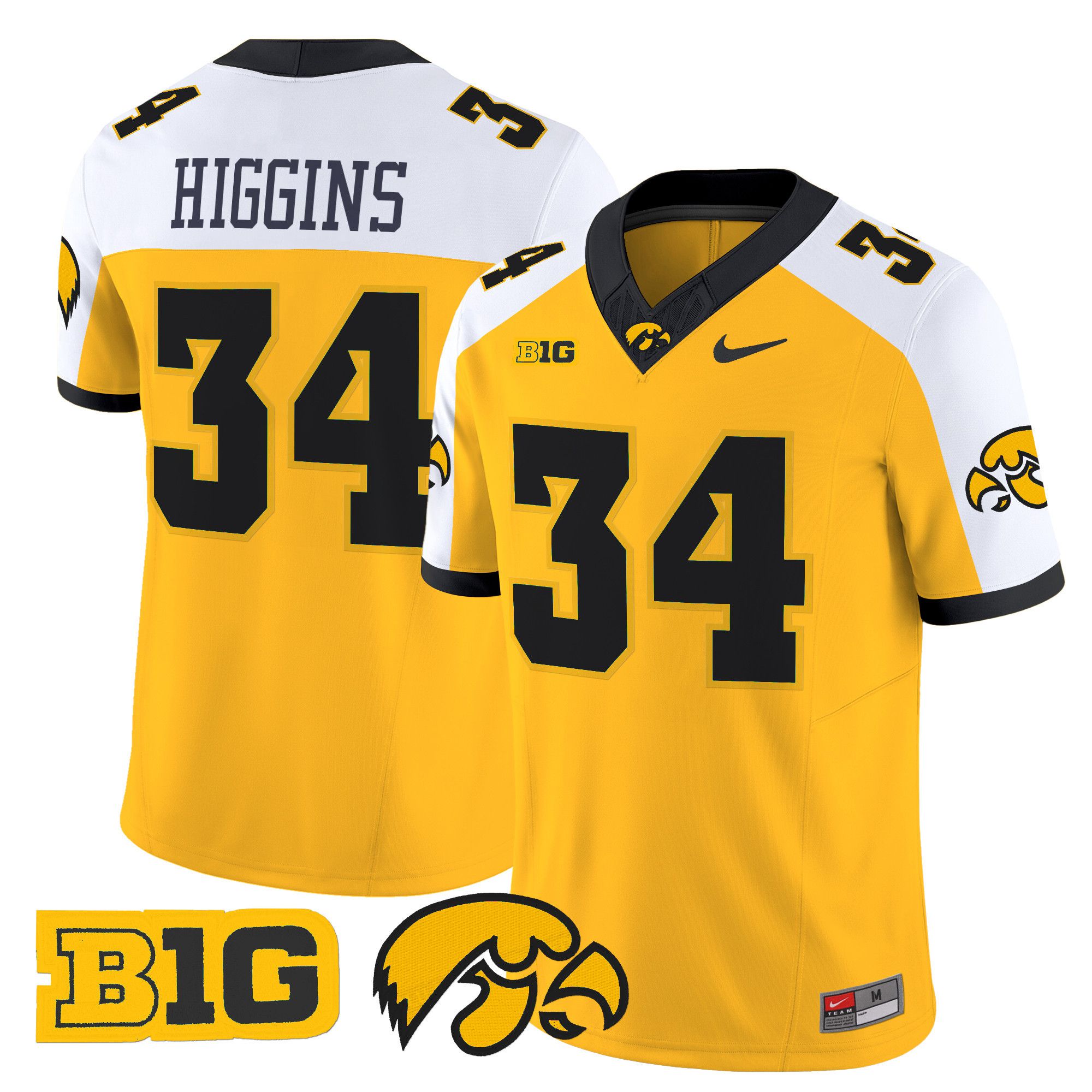 Men Iowa Hawkeyes #34 Higgins Yellow Nike 2024 Vapor Limited NCAA Jersey->ncaa teams->NCAA Jersey
